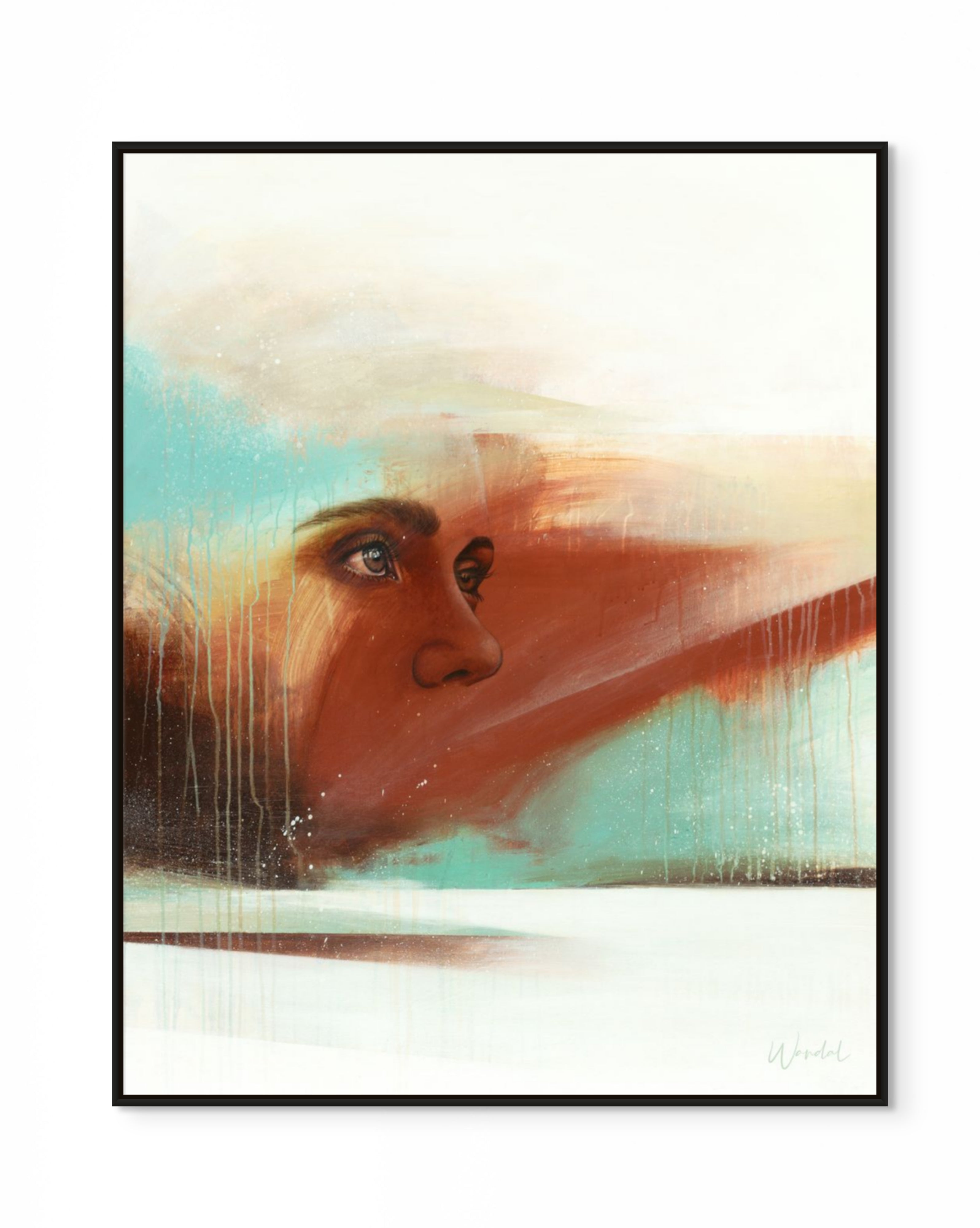 Abstract woman portrait art in soft tones with expressive brushstrokes — modern contemporary art print titled The Beauty of Solitude II