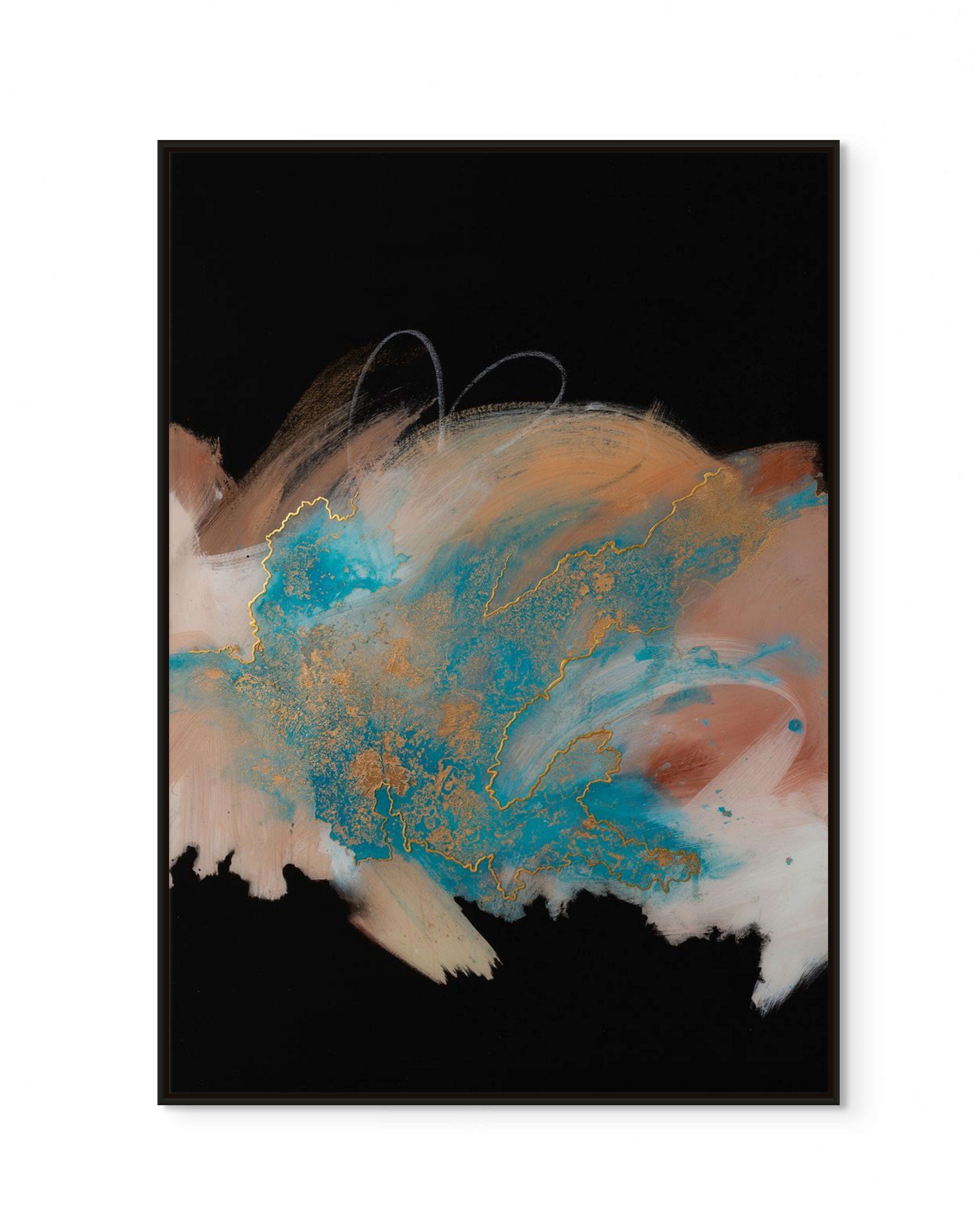 Turquoise and sandy abstract composition — abstract wall art print available as paper and canvas print